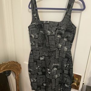 Reformation newsprint denim corset mini dress
